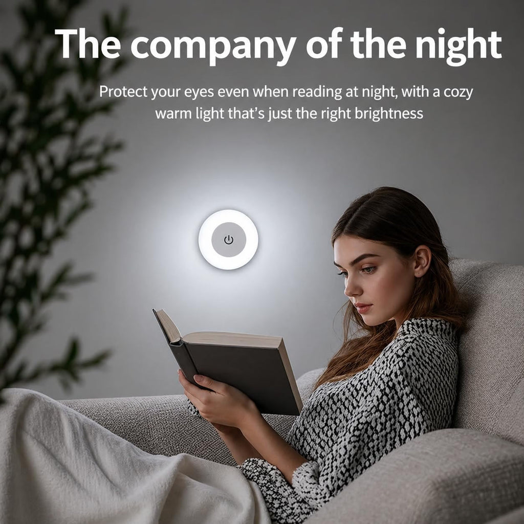 Touch Control Wireless LED Night Light, USB Rechargeable Magnetic Stick-On Light with Adjustable Brightness for Closet, Wardrobe, Bedroom, Hallway & Stairs - 21190