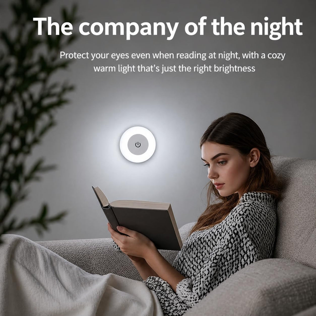 Touch Control Wireless LED Night Light, USB Rechargeable Magnetic Stick-On Light with Adjustable Brightness for Closet, Wardrobe, Bedroom, Hallway & Stairs - 21190