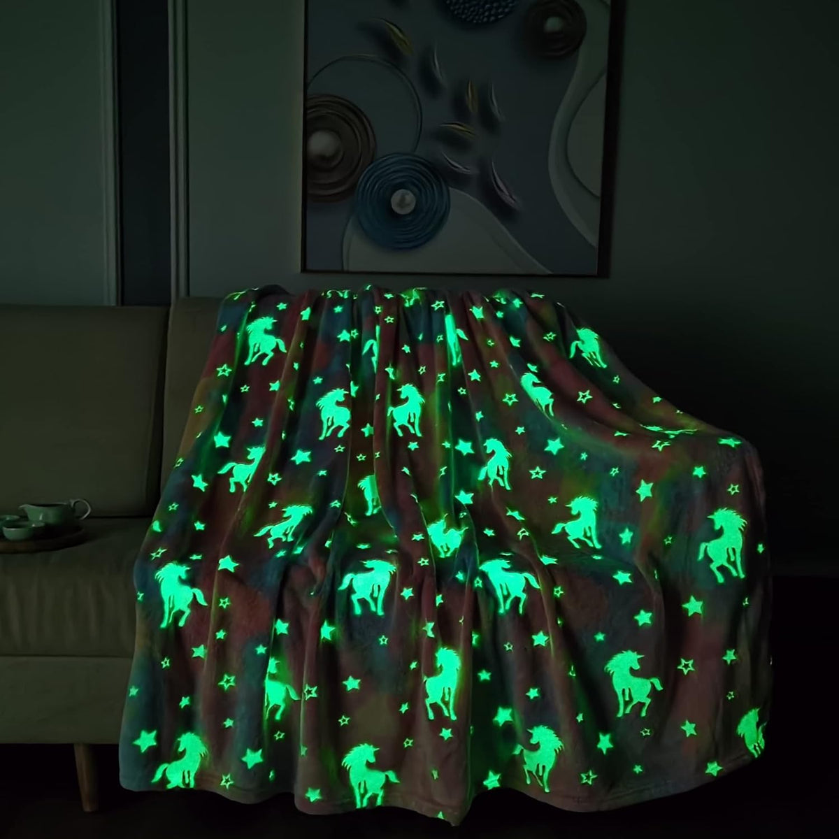 Glow in The Dark Blanket - Random Design Throw Blanket Birthday Gift {Multicolor} - 20196
