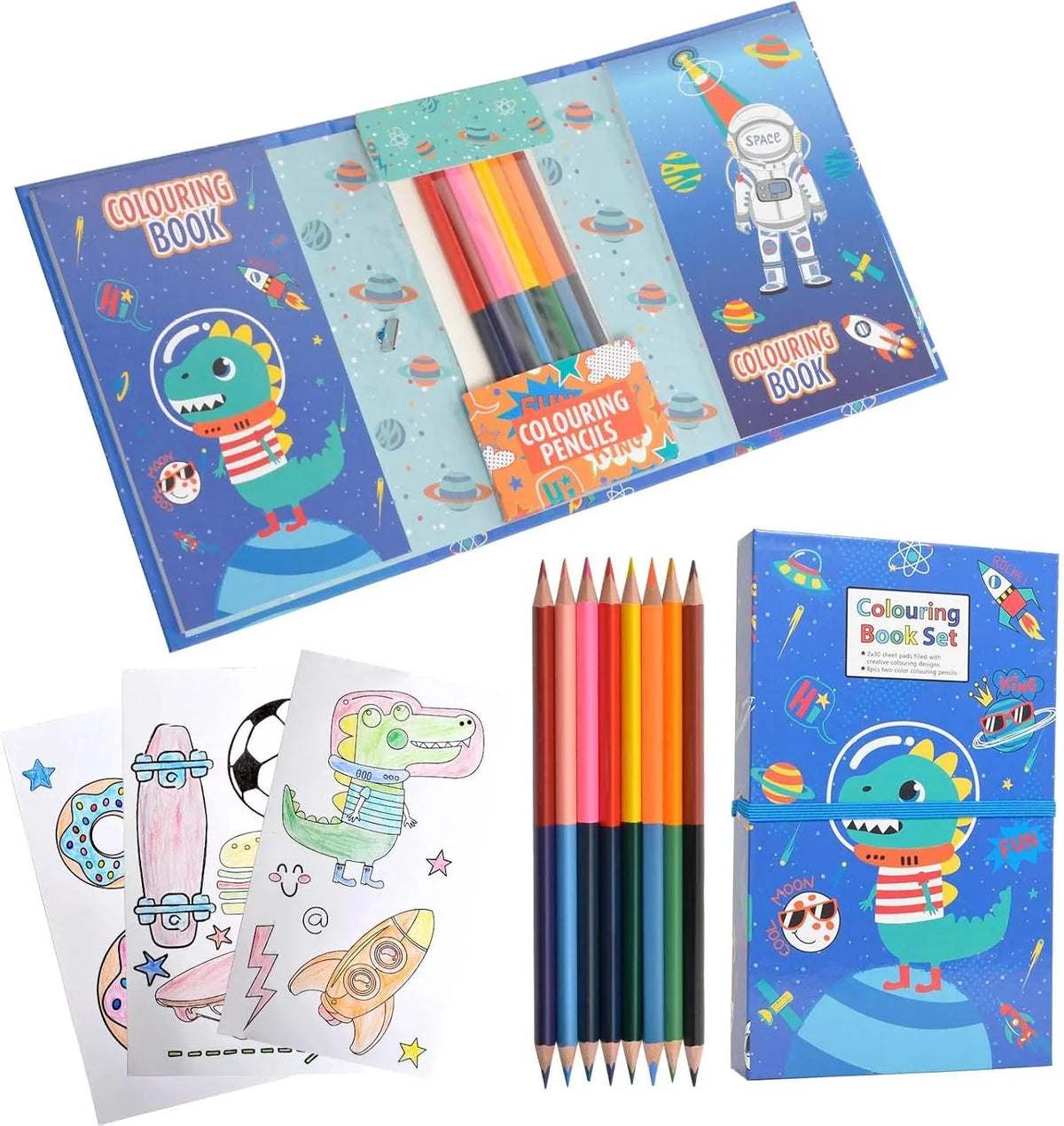 JC-C27003 ( 2 in 1 )Coloring Book Set & Scratch Pad with 8 Dual Color {Random Design}