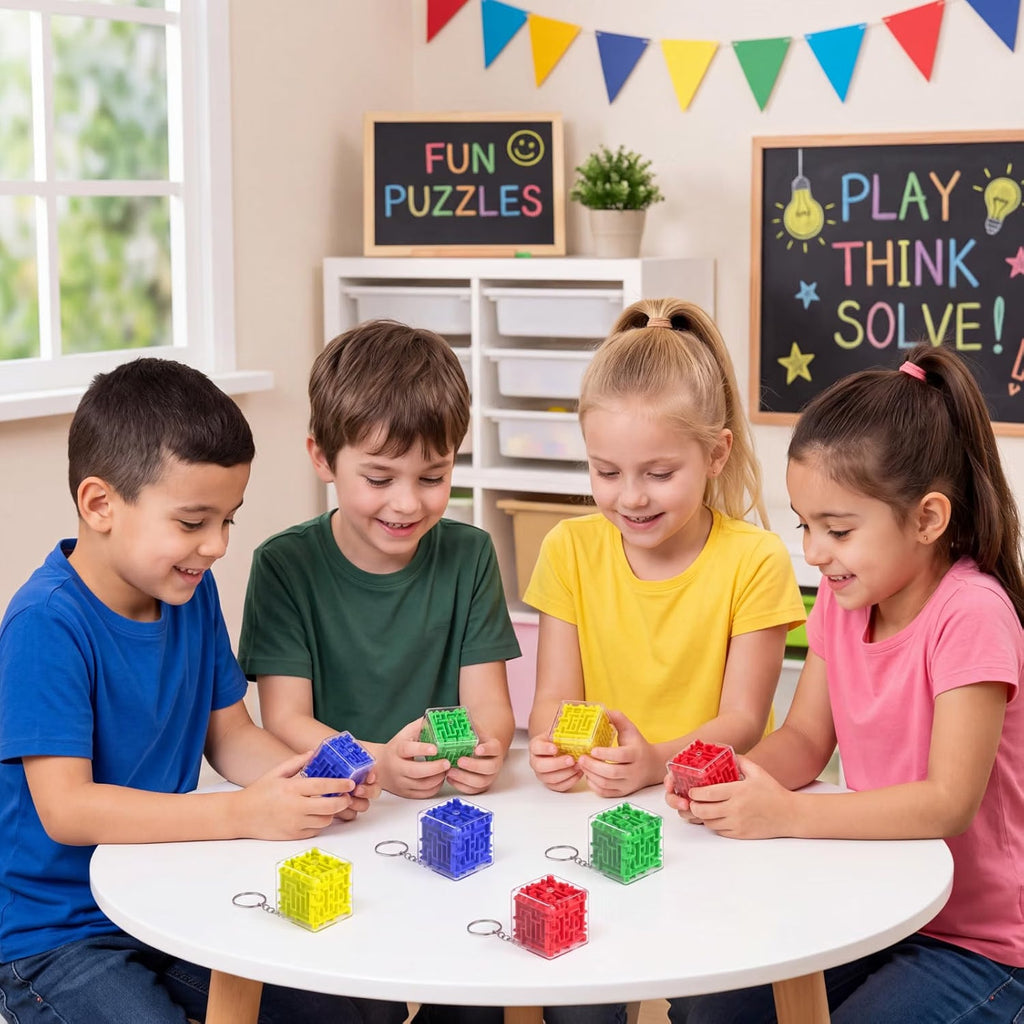 Mini Maze Cube Puzzle Keychain Toy Set – 20 Pieces Multicolor - 20777