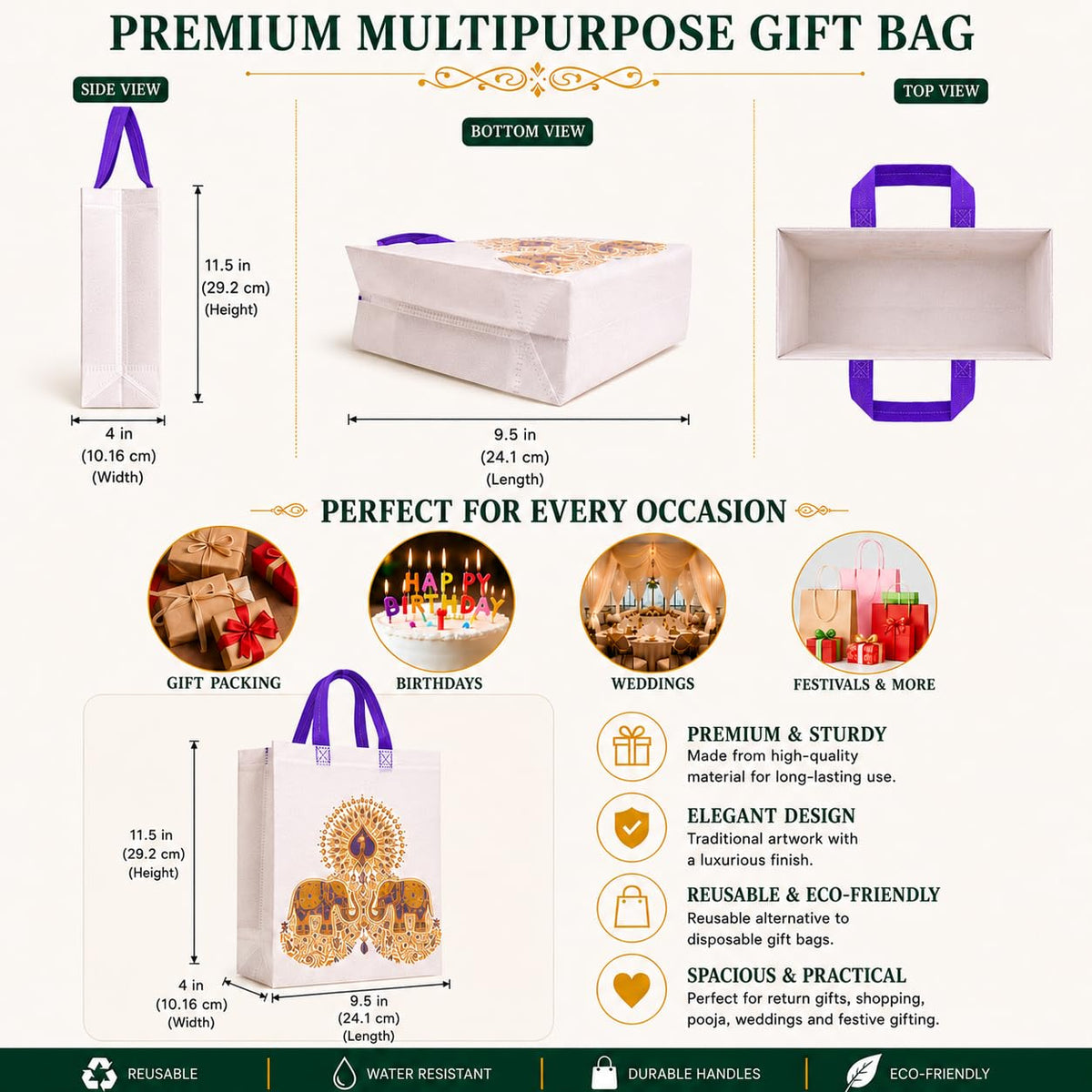 Anbali - Return Gift Bags Medium Size | Gift carry bags for keeping Gifts | Giting bags for house warming, Babyshower, Birthday, Anniversary - 21364
