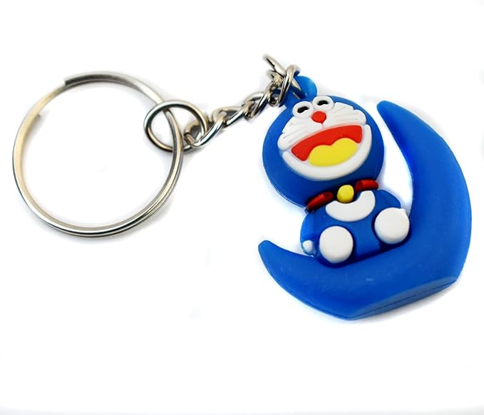 {Pack of 12} Doraemon Moon Small Lightweight Key Chain for Bike Keys Kids Men Women Boys Girls Great Collectible - 20381