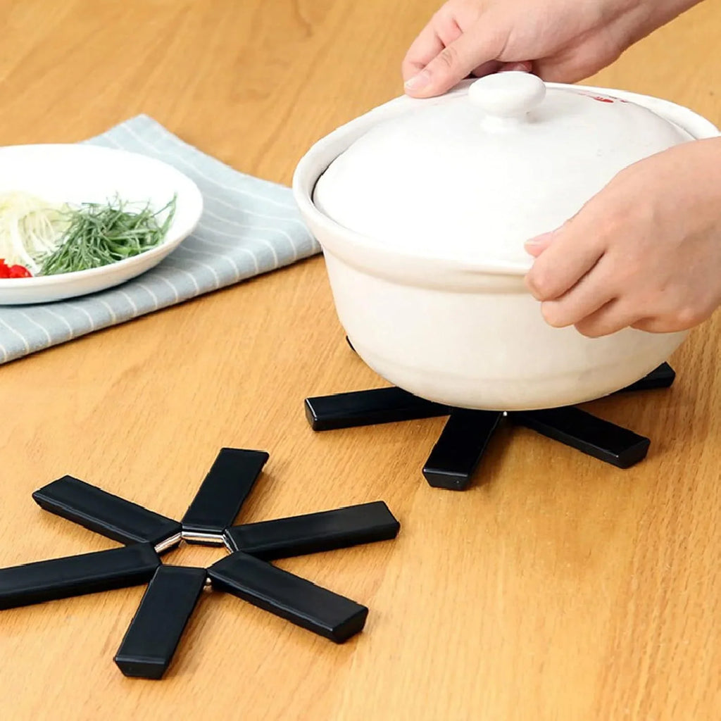 Folding Pot Mat, Foldable Trivets Black Heat Insulating for Dining Room for Pot - 10826