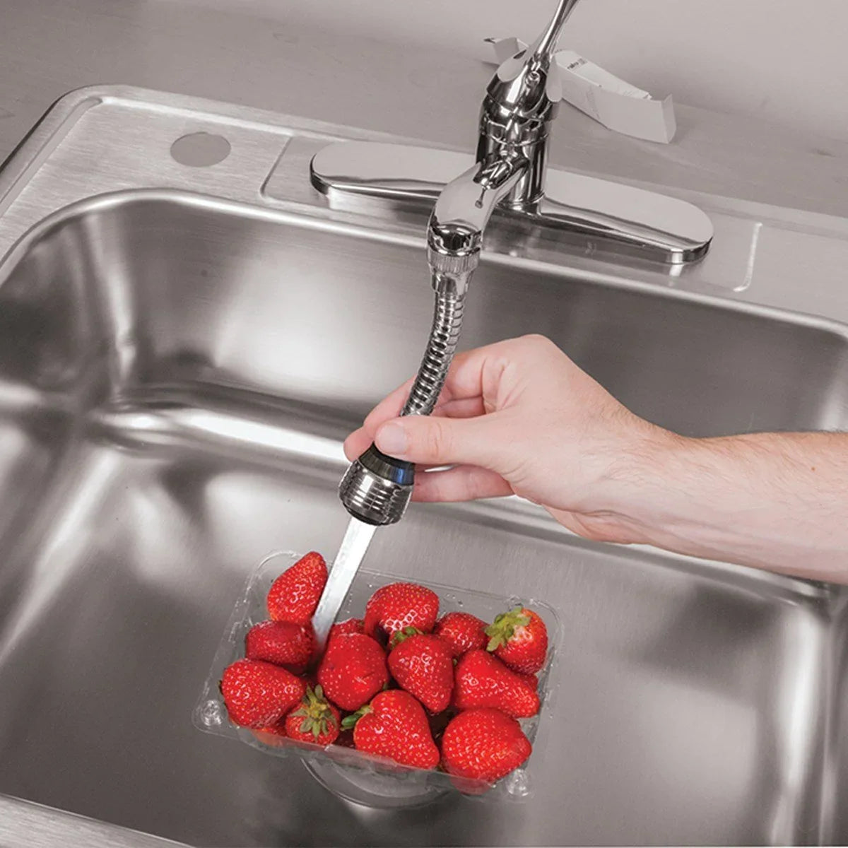 Steel Turbo Flex 360 Flexible 6 Faucet Sprayer Extension Jet Stream/Water Saving Faucet (Silver) - 11298