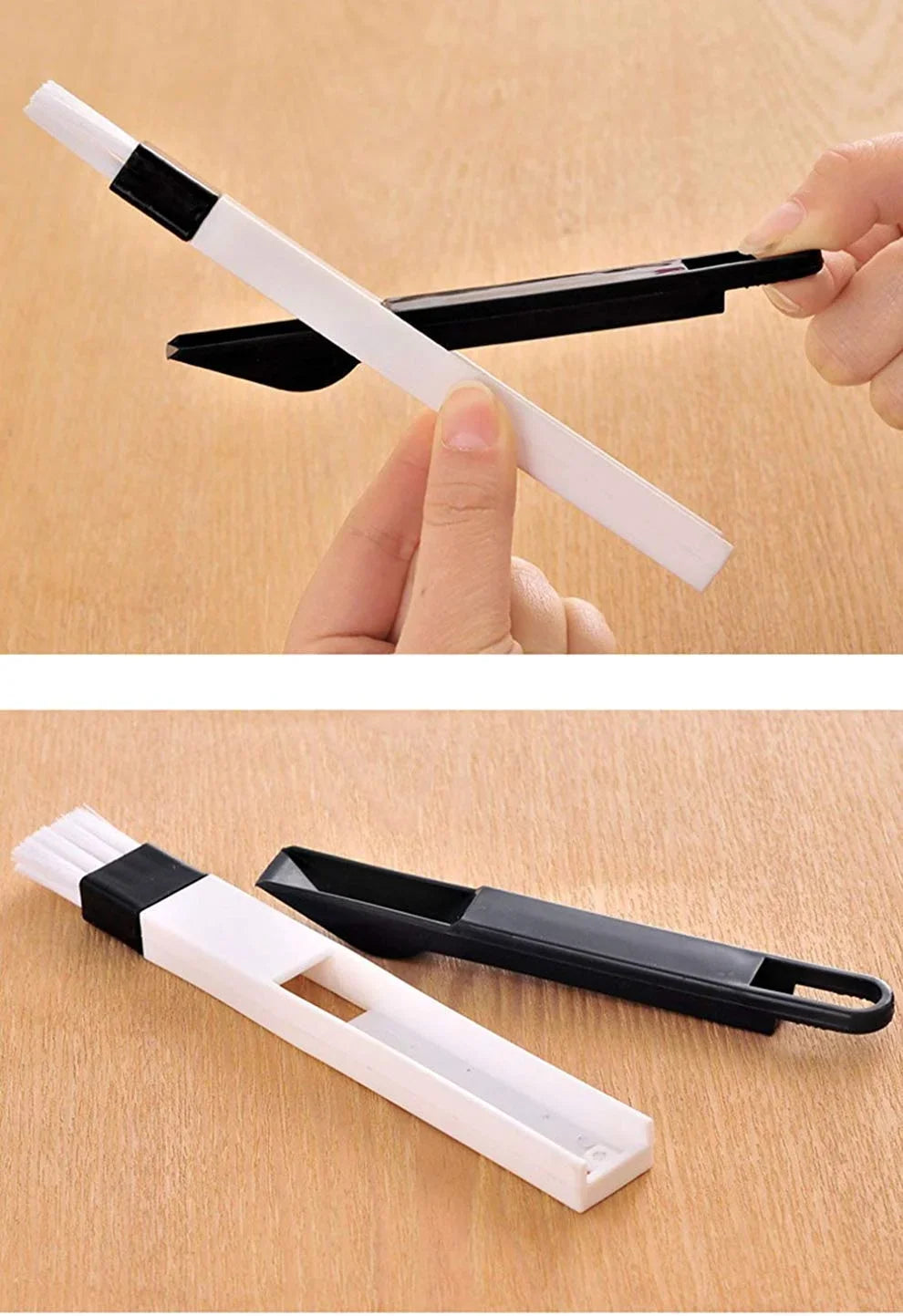 {Pack of 6} 2-in-1 Multi-Function Window Slot Brush with Dustpan Screen Keyboard Drawer Wardrobe Corner Gap Dust Removal Cleaning Brush (7.7×0.8 inch) - 10186