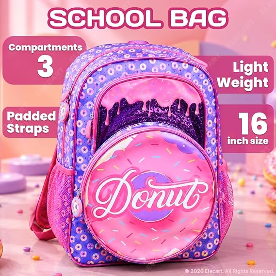 School Backpack for Kids & Teen Girls | Lightweight Waterproof School Bag | Multi-Compartment Bookbag with Padded Straps & Side Pockets Size= 40*30*15 - 6160