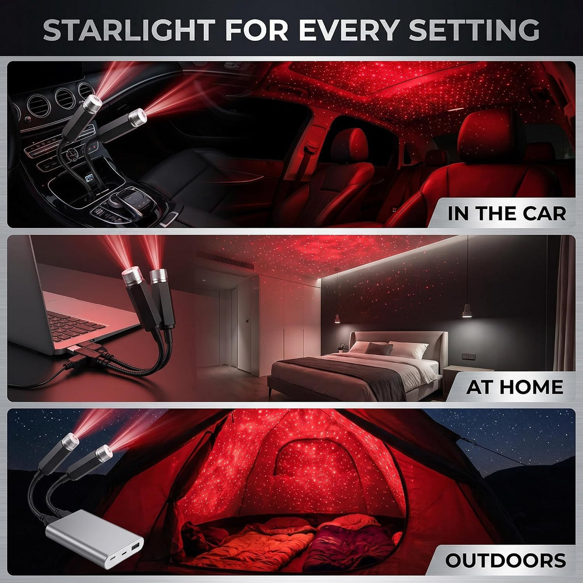 Mini Led Projection Lamp Star Night, USB Car Roof Projector Night Light, Mini Led Projection Lamp Star Night(Red Light) - 21311