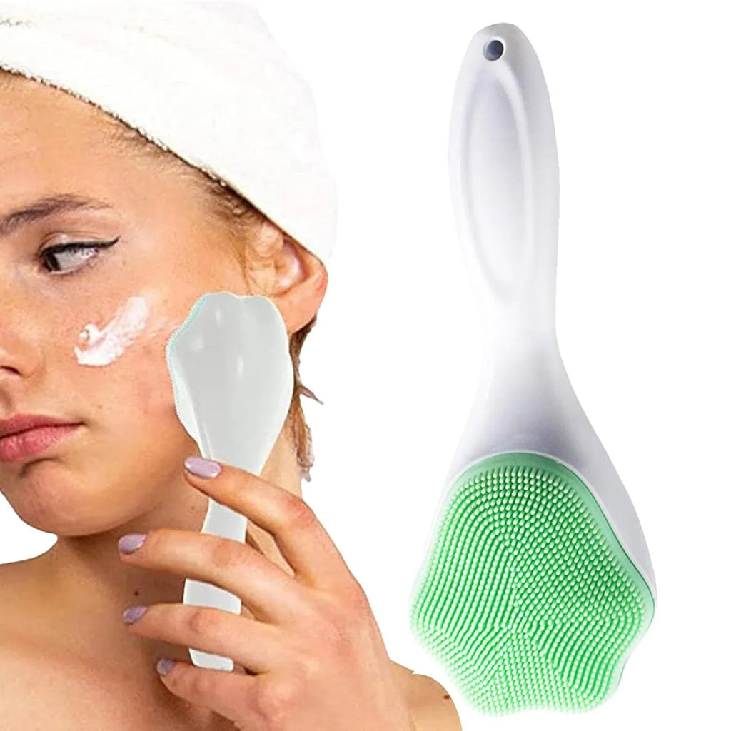 Silicone Face Scrubber Exfoliating Brush, Manual Handheld Facial Cleansing Brush - 10797