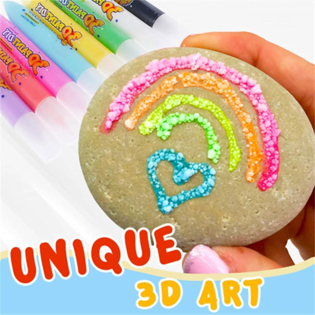 {6 Pcs} Crackles Popcorn Drawing Pen Magic Puffy 3D DIY Colorful Art Safe kids Marker for Birthday Gift Colour Pen Set Of 6 Pop up Effect pens for Kids - 20604