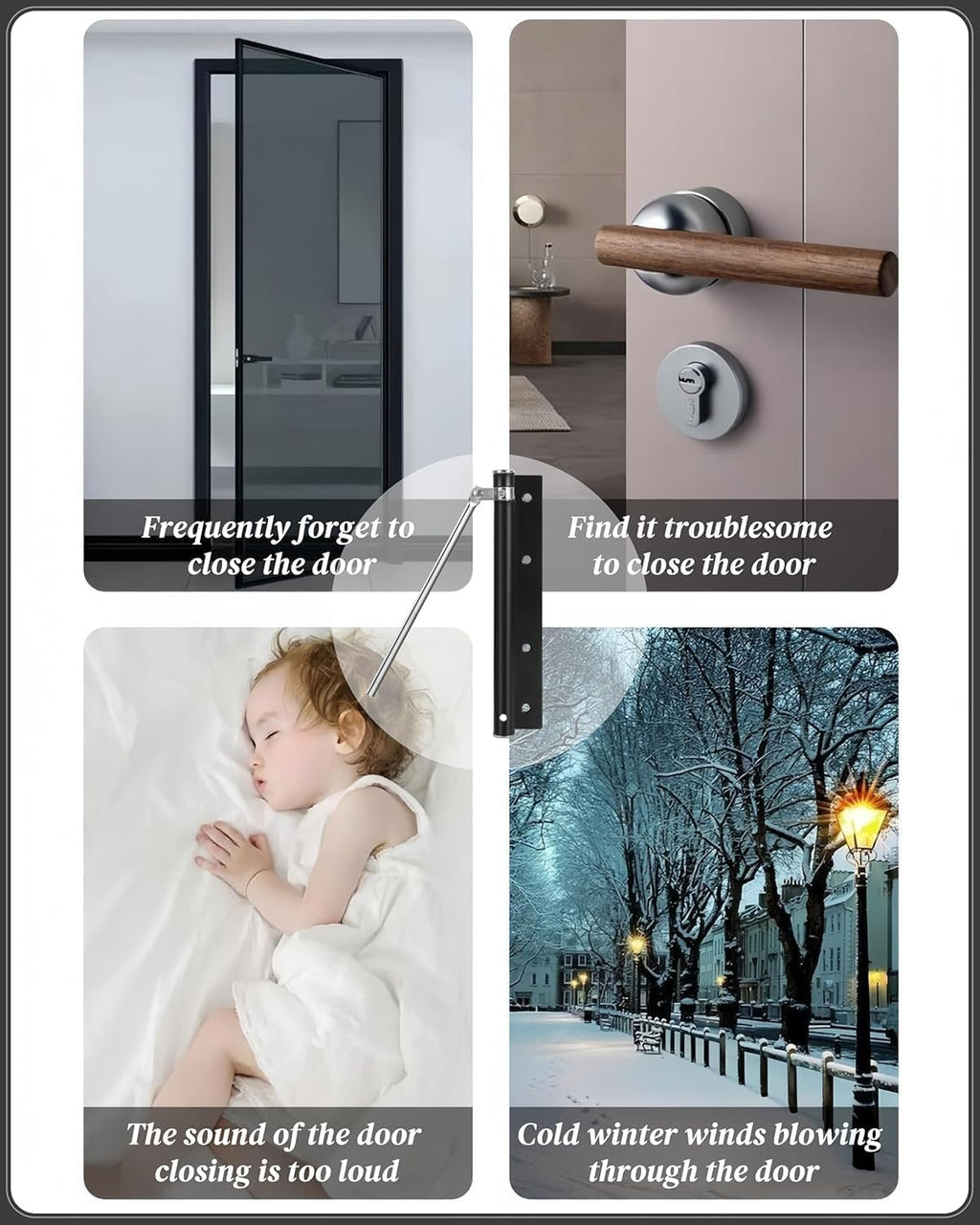Adjustable Automatic Door Closer for Home & Office, Spring Loaded Silent Door Closer with 4-Level Speed Control, Stainless Steel Auto Door Closer for Wooden - 20735