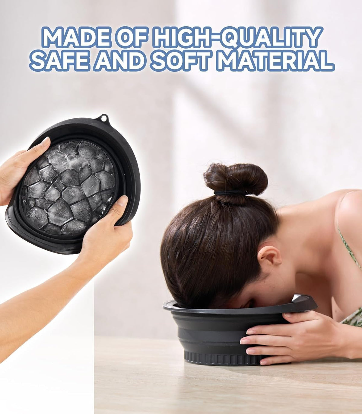 Face Bowl for Ice with Built-in Ice Tray – Collapsible Silicone Facial Ice Bath Bowl for Cold Plunge Therapy - 20577
