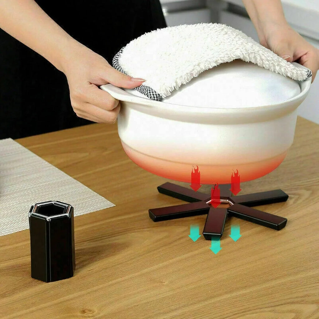 Folding Pot Mat, Foldable Trivets Black Heat Insulating for Dining Room for Pot - 10826