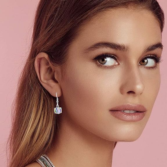 {Pack of 10} Crystal Cube Drop Dangle Earrings for Women - 10611