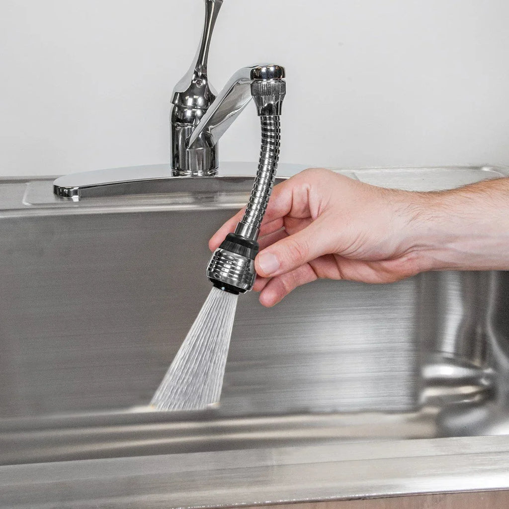 Steel Turbo Flex 360 Flexible 6 Faucet Sprayer Extension Jet Stream/Water Saving Faucet (Silver) - 11298