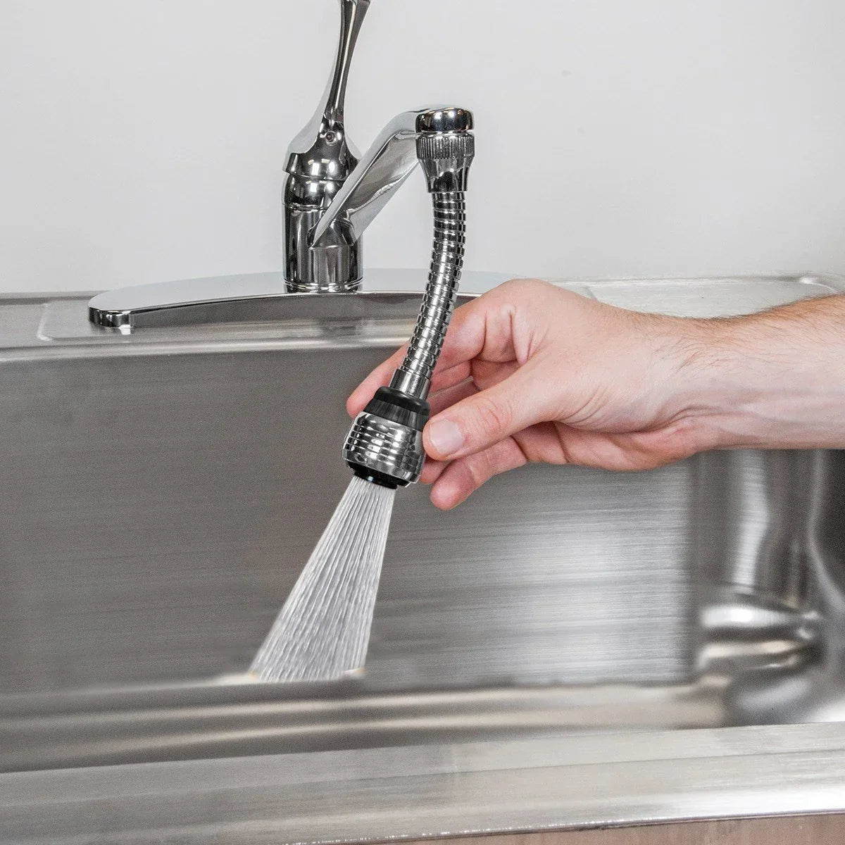Steel Turbo Flex 360 Flexible 6 Faucet Sprayer Extension Jet Stream/Water Saving Faucet (Silver) - 11298