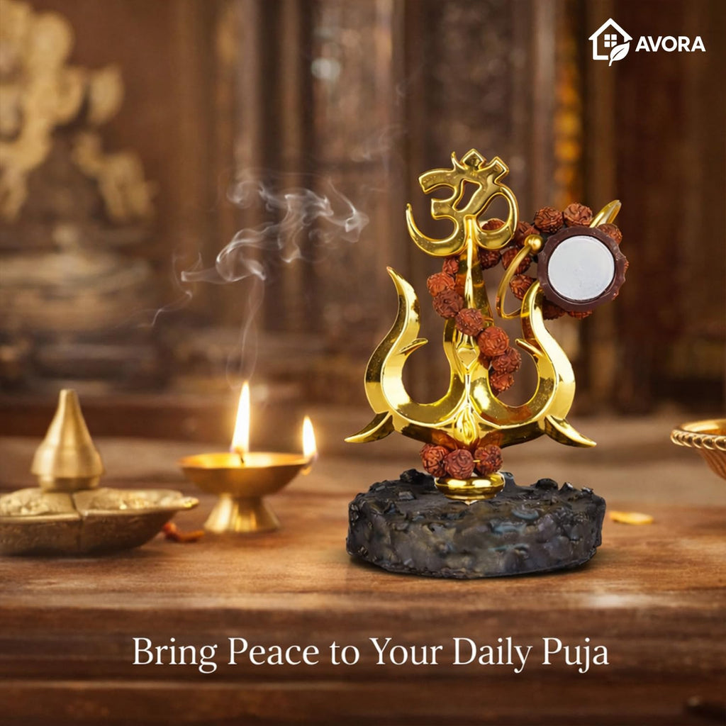Resin Mahadev Trishul Murti for Home Temple, Car Dashboard & Office | Compact Lord Shiva Idol for Puja, Meditation & Spiritual Decor | Shiv Showpiece 8.5×6.5×11 cm - 21109