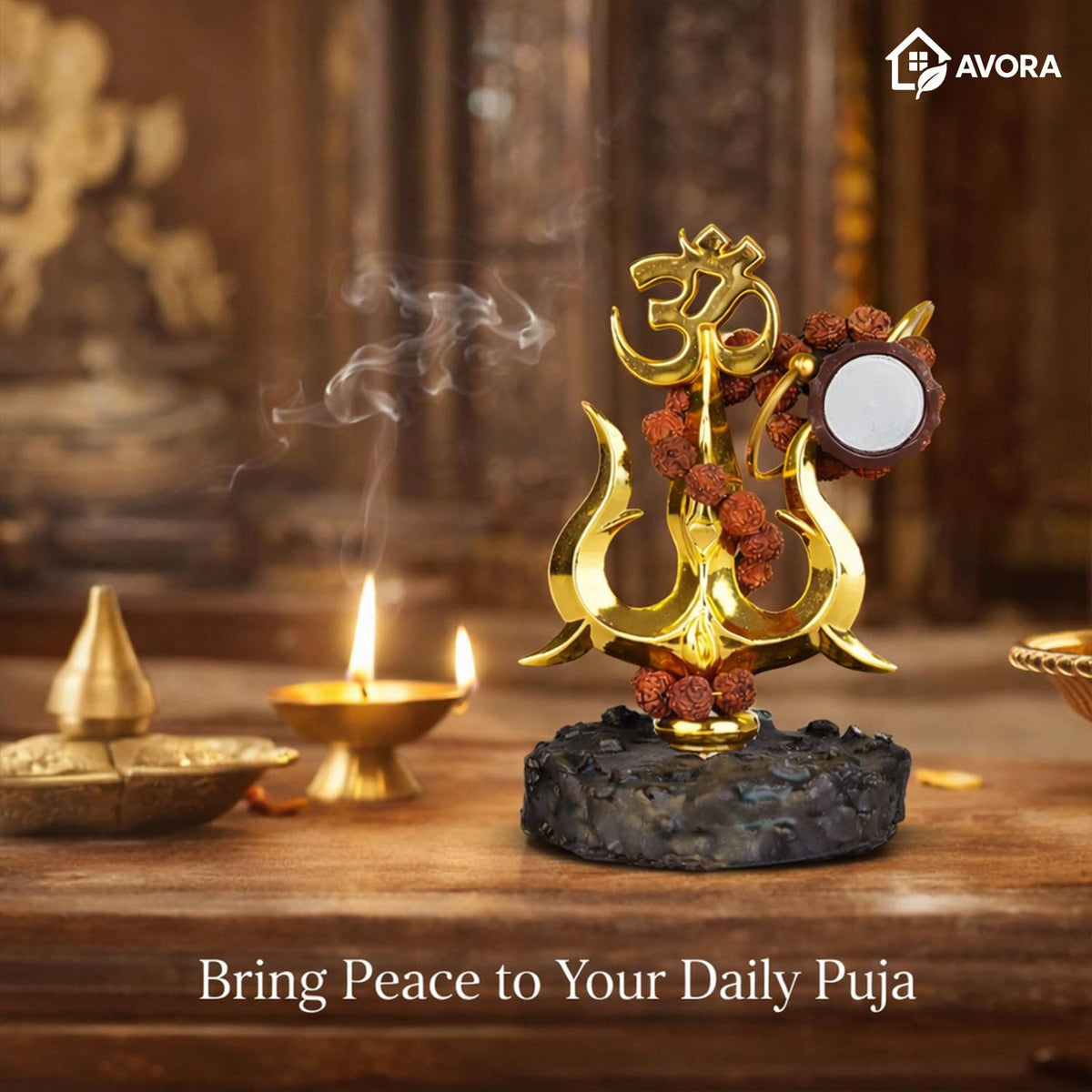 Resin Mahadev Trishul Murti for Home Temple, Car Dashboard & Office | Compact Lord Shiva Idol for Puja, Meditation & Spiritual Decor | Shiv Showpiece 8.5×6.5×11 cm - 21109