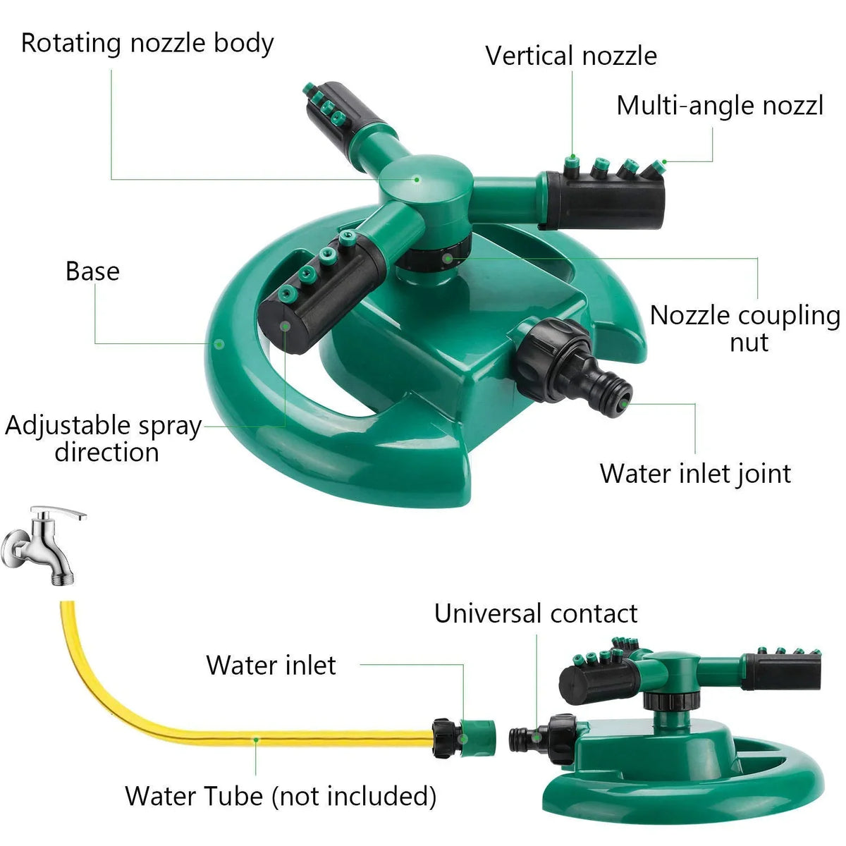 Automatic 360 ° Rotating Adjustable Round 3 Arm Lawn Water Sprinkler for Watering Garden Plants - 10342