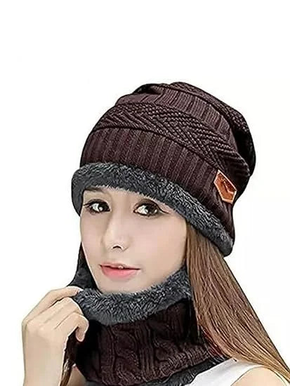 Cap with Neck Warmer Set Men & Women - 8029