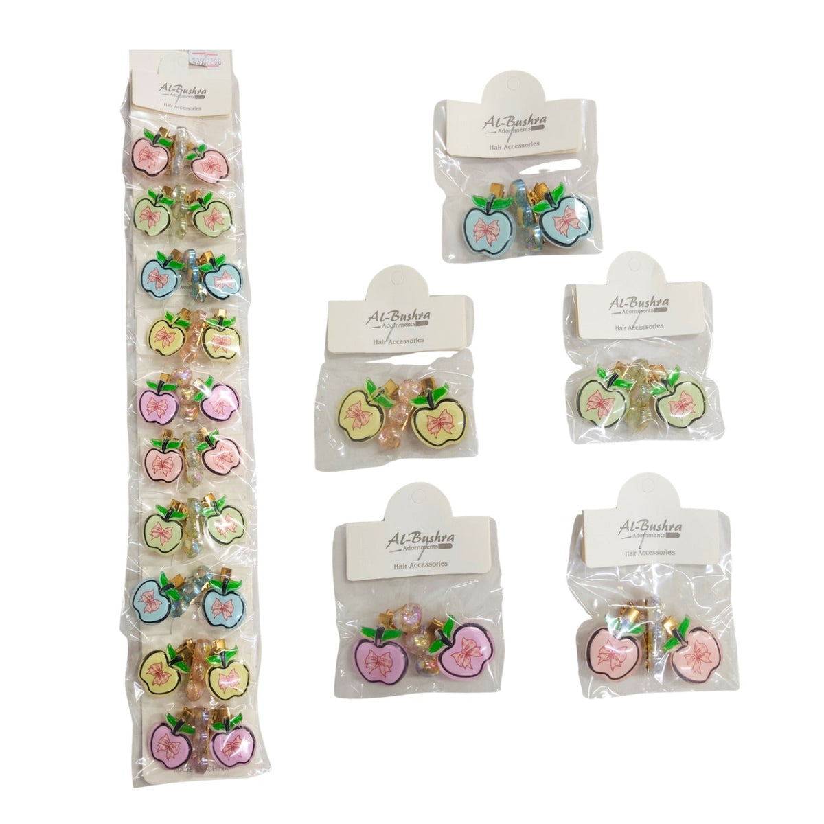 Apple Hair Clips with 1 heart clip  Accessories for Girls Women Gift {Random Color} - 20615