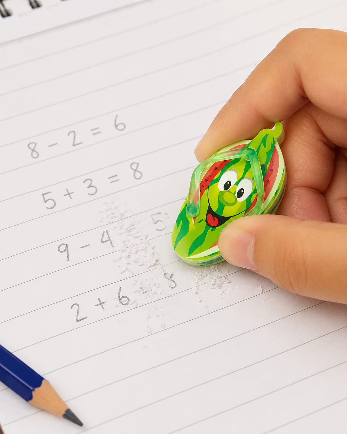 Cute Watermelon Cartoon Slipper Eraser | Mini Pencil Rubber | School Stationery for Kids | Return Gift {Random Design} - 20942