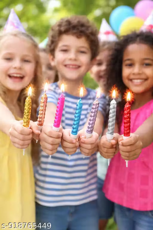 (6 Pcs) Shiny Spiral Party Candles (Multicolor) - 20758