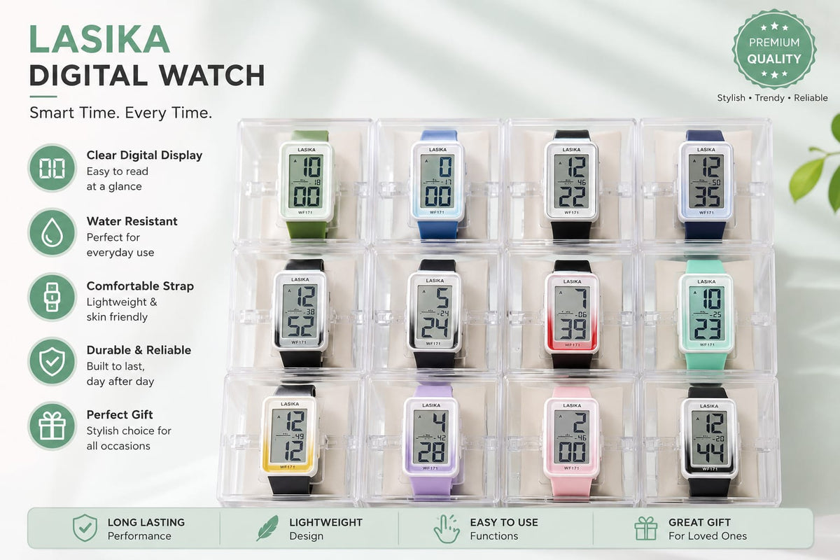 Unisex Digital Sports Watch for Boys, Girls & Adults ,Daily Use Wrist Watch | Soft Silicone Strap {Random Color} - 20827