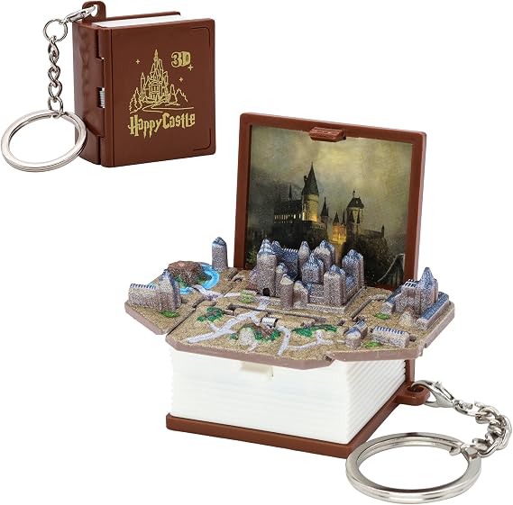 TOPWAYS 3D Folding Pop-up Castle Keychain, Harry Potter Mini Decompression Toy for Children, School Bag Car Keychain and Harry Potter Gifts For Girls & Boys - 21235