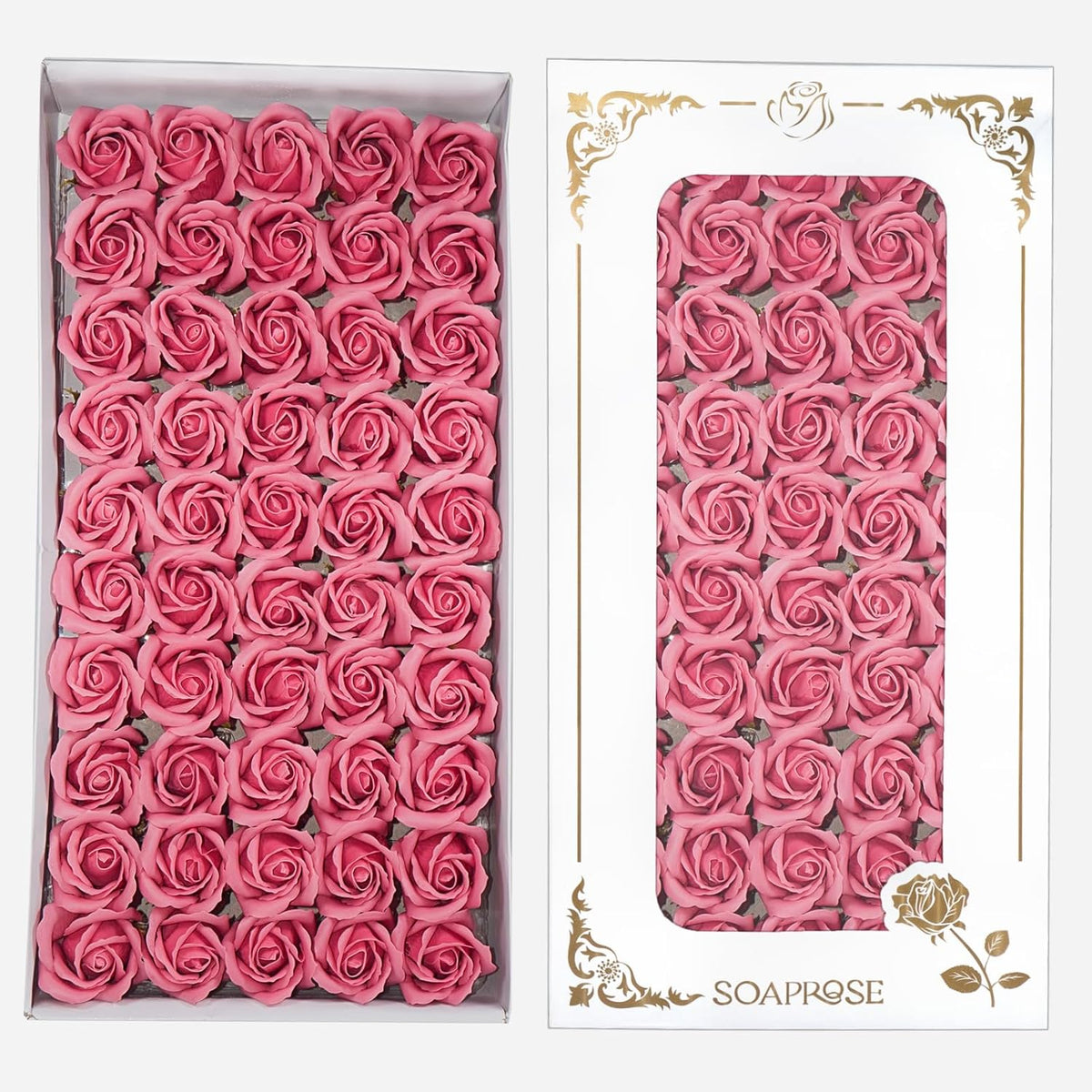 {50 Pcs} Decor Premium Artificial Rose Box  - Ideal for Decoration, Home/Office Decor, Gifts, Crafts, DIY, Bouquets, Cake Decorating {Multicolour} - 10881