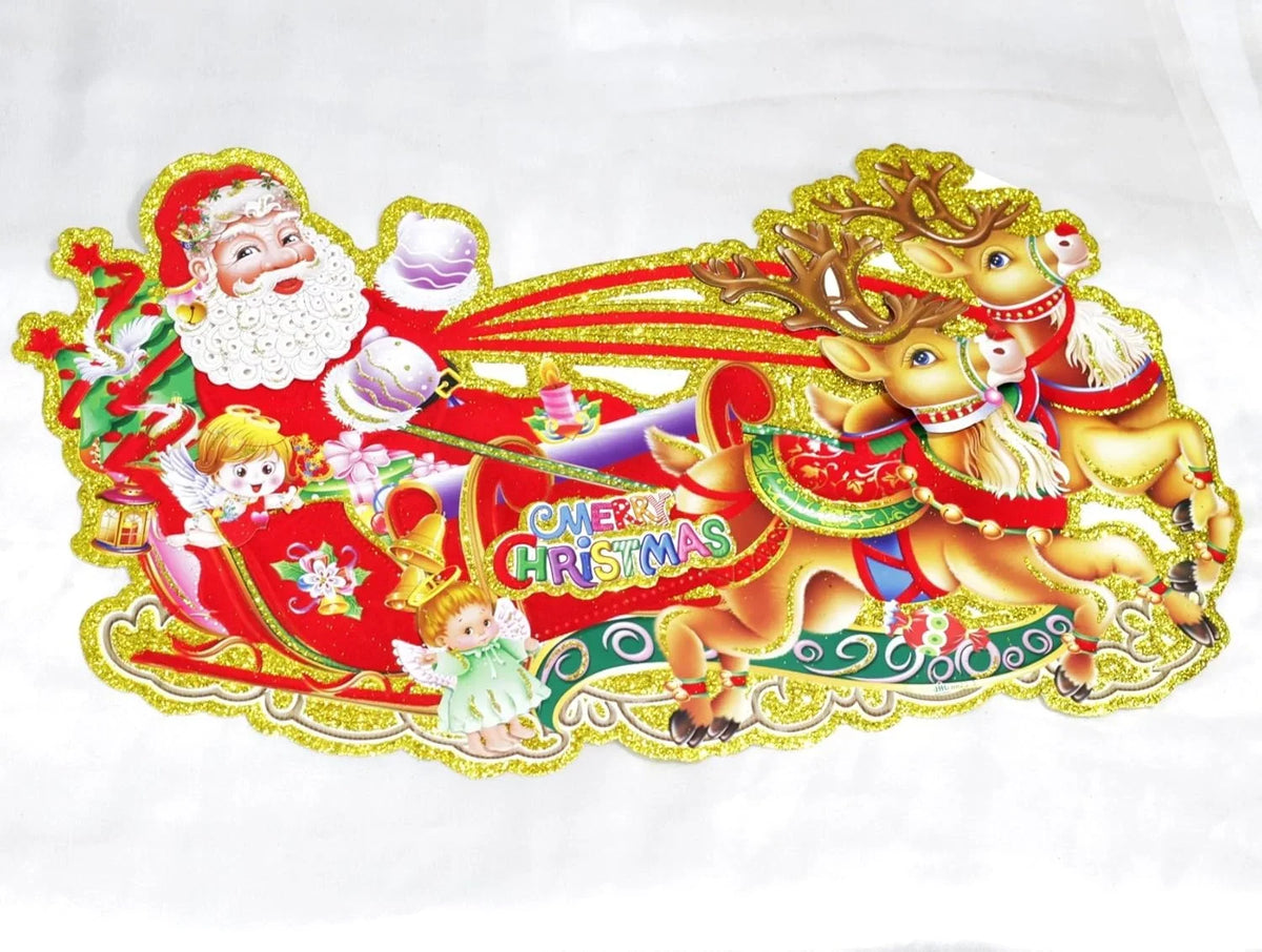 – 3d Merry Christmas Glitter Santa 30 cm - 8070