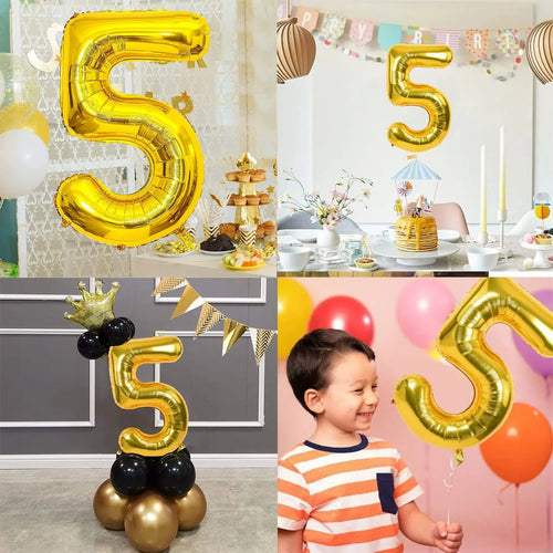 (10 pcs ) Number 5 Foil Gold Foil Balloon - 9043