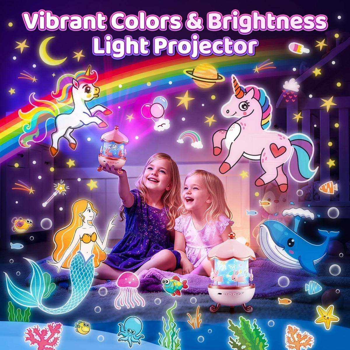 E11 Rotating Bunny Night Light, Night Lamp Star Projector