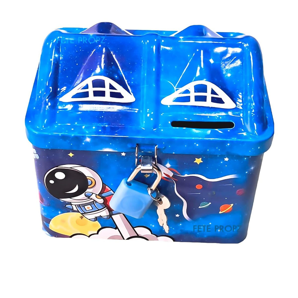 Piggy Bank for Kids |Space Money Saving Tin Coin Bank with Lock and Key – Birthday Return for Boys & Girls, Money Bank {Random Color} - 20732