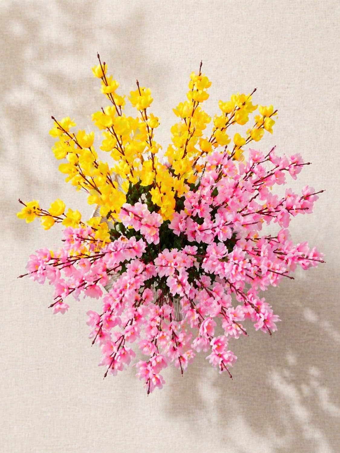 Artificial Flowers Cherry Blossom Flower Bunch (Muticolor) - 21088