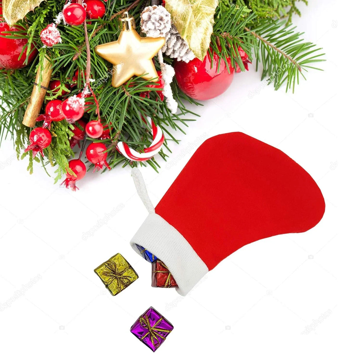 (2 Pcs) Christmas Santa Socks Candy Gift Bag 13 cm - 8073