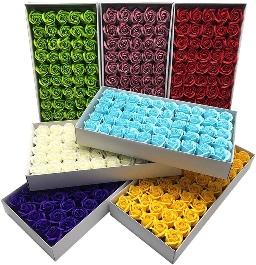 {50 Pcs} Decor Premium Artificial Rose Box  - Ideal for Decoration, Home/Office Decor, Gifts, Crafts, DIY, Bouquets, Cake Decorating {Multicolour} - 10881