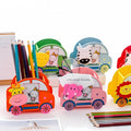 Wooden Pen Stand With Photo Frame | Pen Pencil Brush Craft Storage Container Holder | Birthday Gifts For Kids {Random Design} - 20549