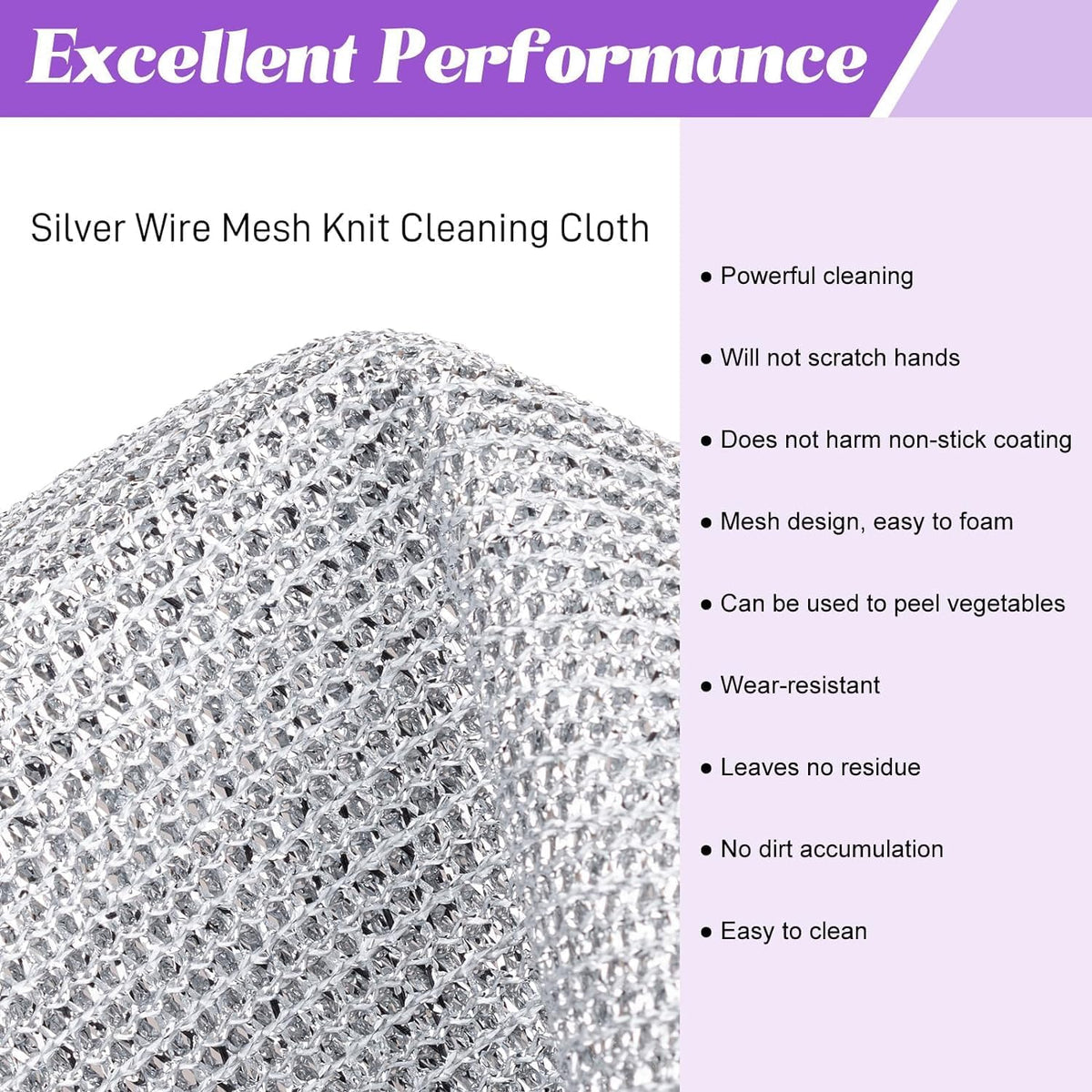 {Pack of 10} Non Scratch Dish wash Cloth Double Layer Heavy Multipurpose Wire Dishwashing Rags for Wet and Dry - 020204