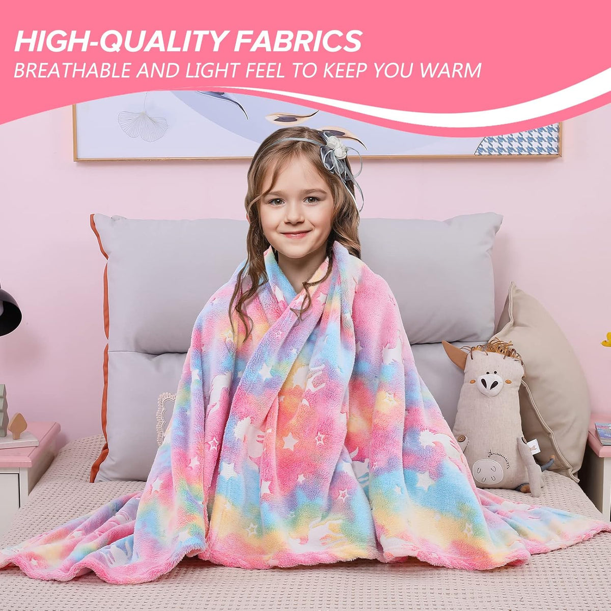 Glow in The Dark Blanket - Random Design Throw Blanket Birthday Gift {Multicolor} - 20196