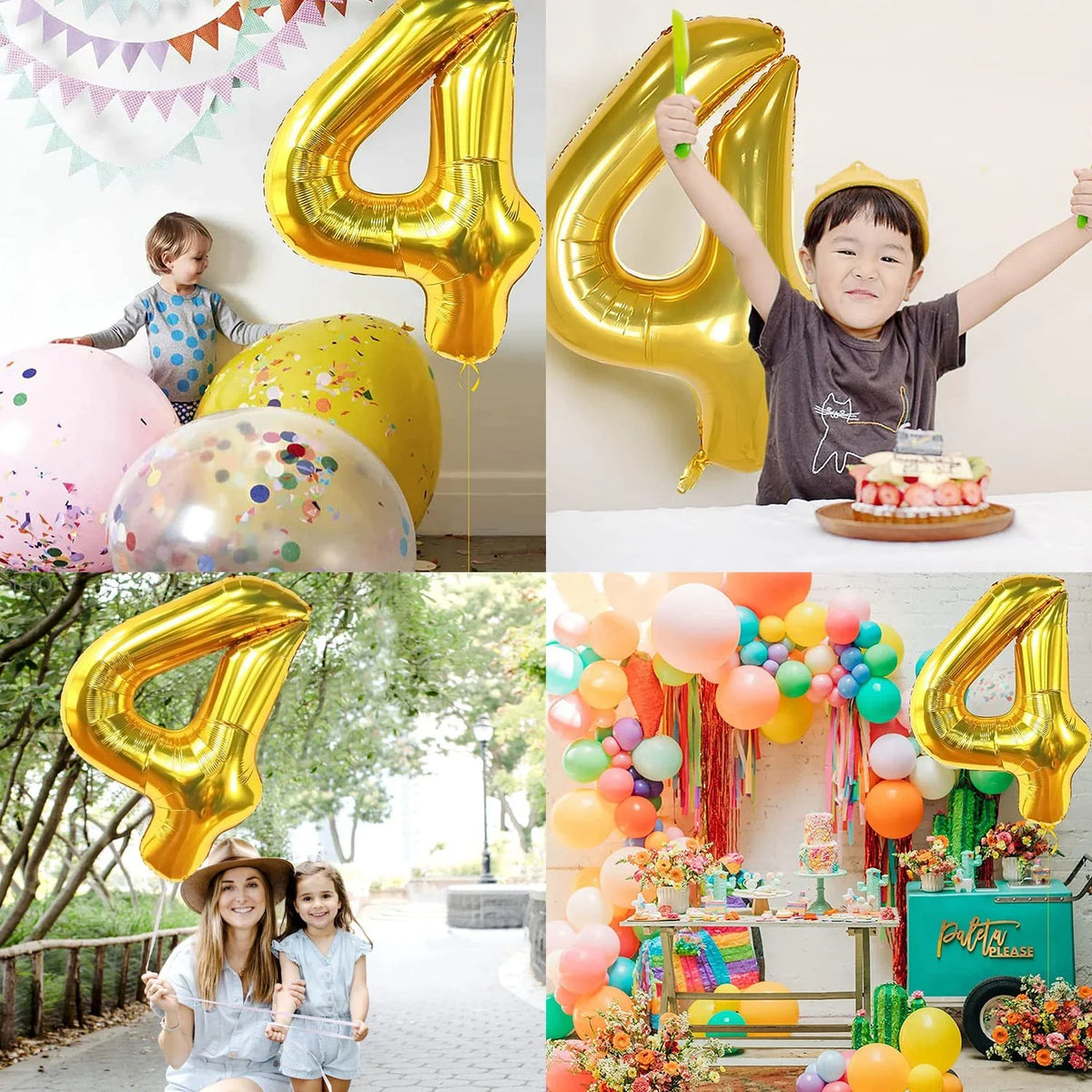 (10 pcs) Number 4 Foil Gold Foil Balloon - 9042