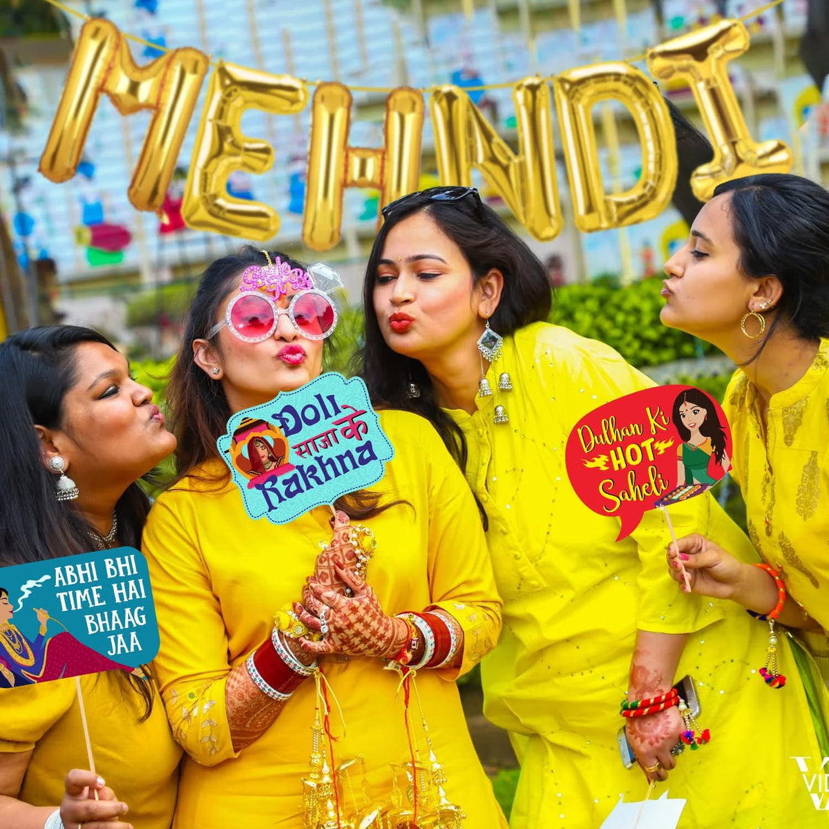 CheersCo Golden MEHNDI Foil Letter Balloon Decoration for Mehndi Ceremony, Wedding Events, Haldi, Engagement Parties, Sangeet, and Pre-Wedding Functions for Boys and Gilrs_ - 21260