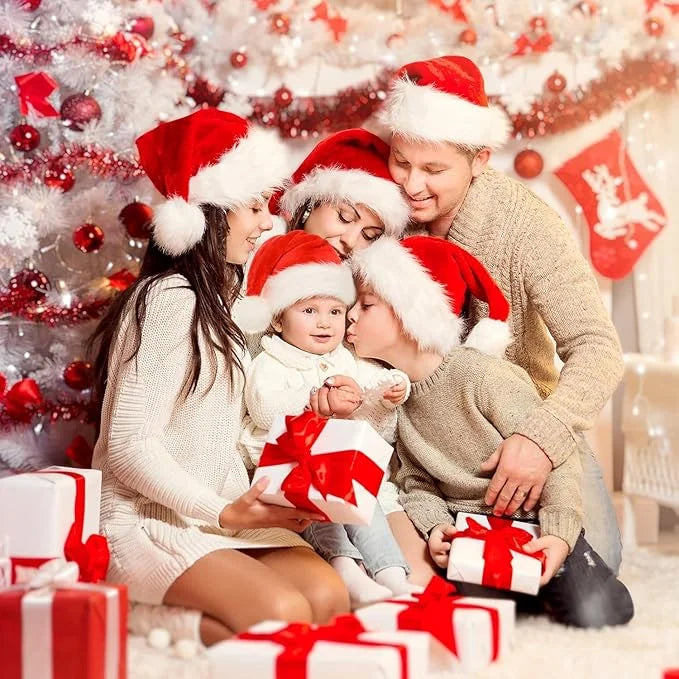 (12 pcs) Adult & Kids Comfortable Soft Free Size Santa Clause Hat Cap - 7083