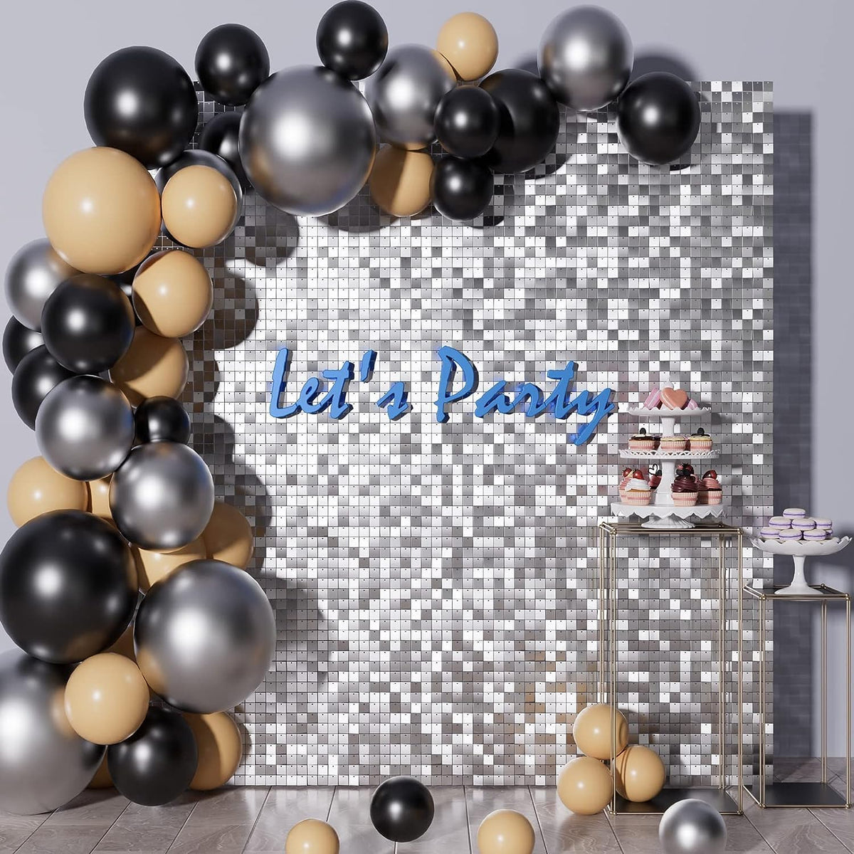 Decoration Silver Shimmer Wall Panel Backdrop Decorations for Birthday Parties, Anniversary, Wedding, Marriage Party Dcor - 21087