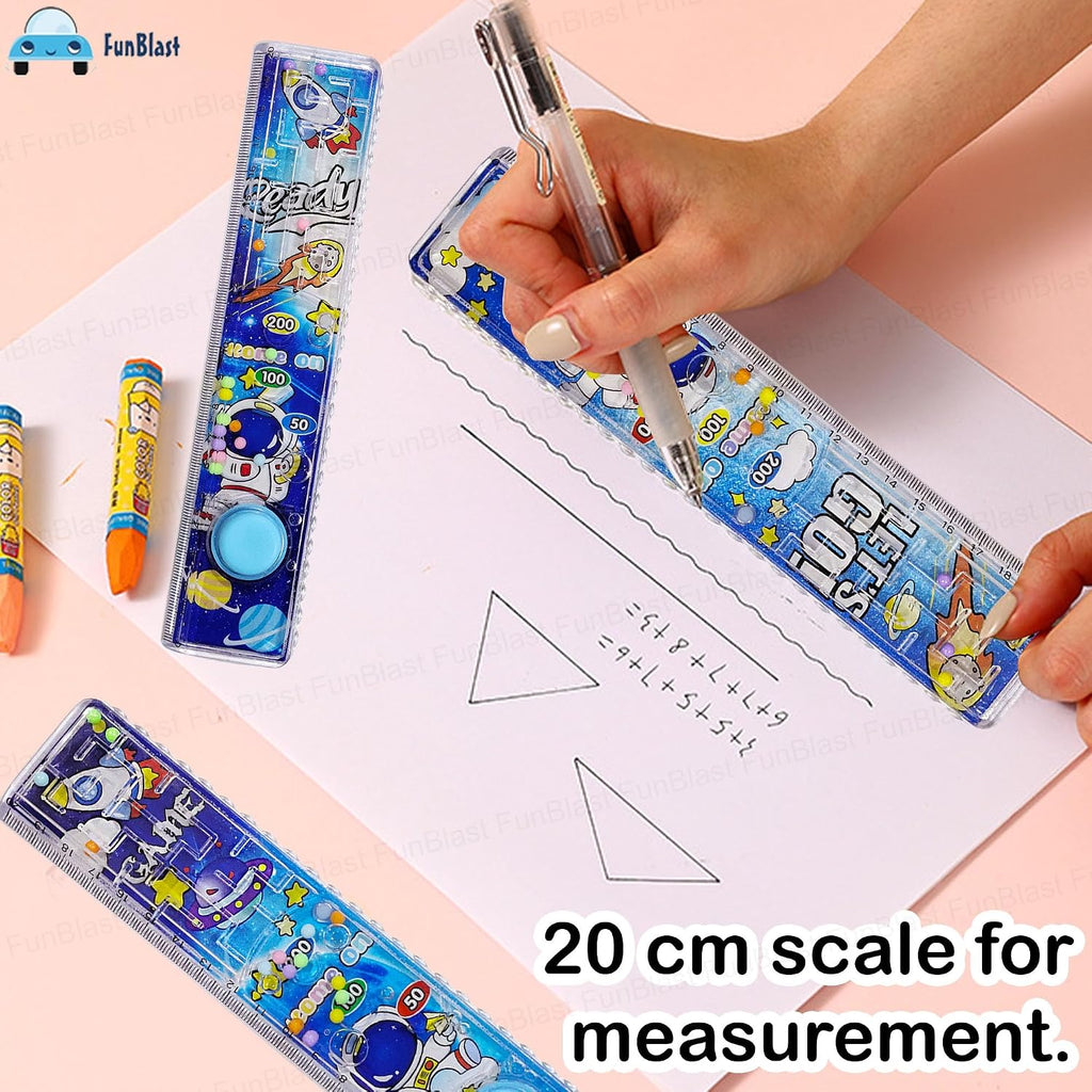 FunBlast Scale Ruler for Kids – 20 Cm Long Scales with Ball Game & Puzzle for Kid, Scales Ruler Set for Students, Stationary Gifts for Kid {Random Design} - 20943