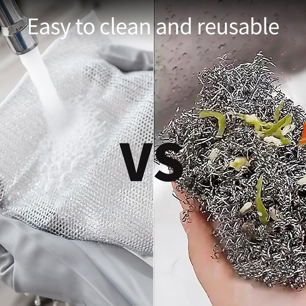 {Pack of 10} Non Scratch Dish wash Cloth Double Layer Heavy Multipurpose Wire Dishwashing Rags for Wet and Dry - 020204
