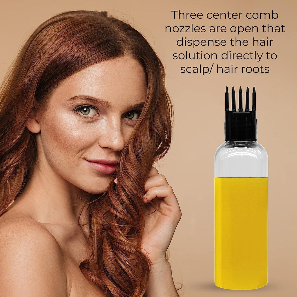 Hair Oil Applicator Bottle with Comb Nozzle 100ml Transparent Refillable Leak-Proof Hair Root Comb Bottle - 20465