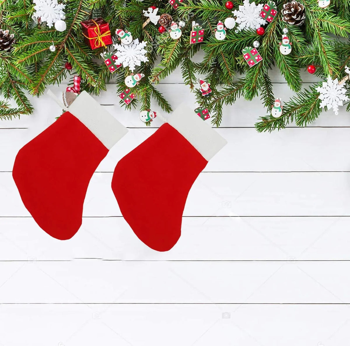 (2 Pcs) Christmas Santa Socks Candy Gift Bag 13 cm - 8073