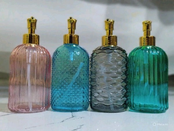 Clear Glass Soap Dispenser, Liquid Hand Soap Dispenser Bottle with Pump for Bathroom, Wash Basin, Handwash Liquid Bottle {Multicolour} - 11135