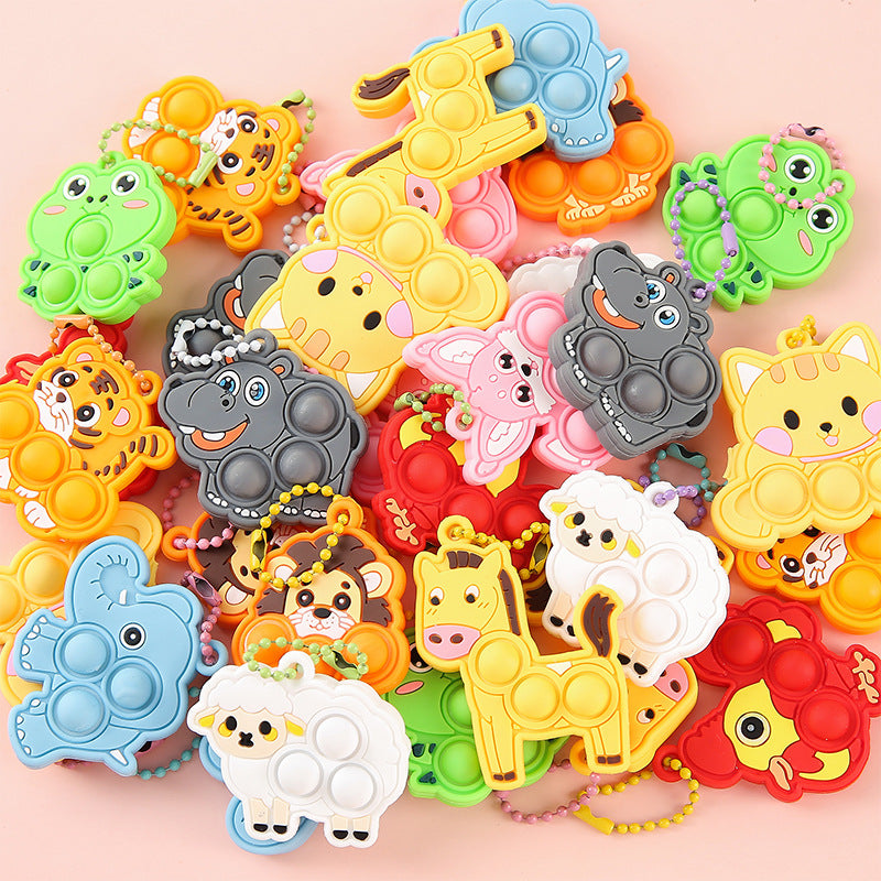 Animal Pop Fidget Toys Party Favors, Silicone Animal Fidget Sensory Toys Soft Keychain Bubble Popping Toy {Random Design} - 20821